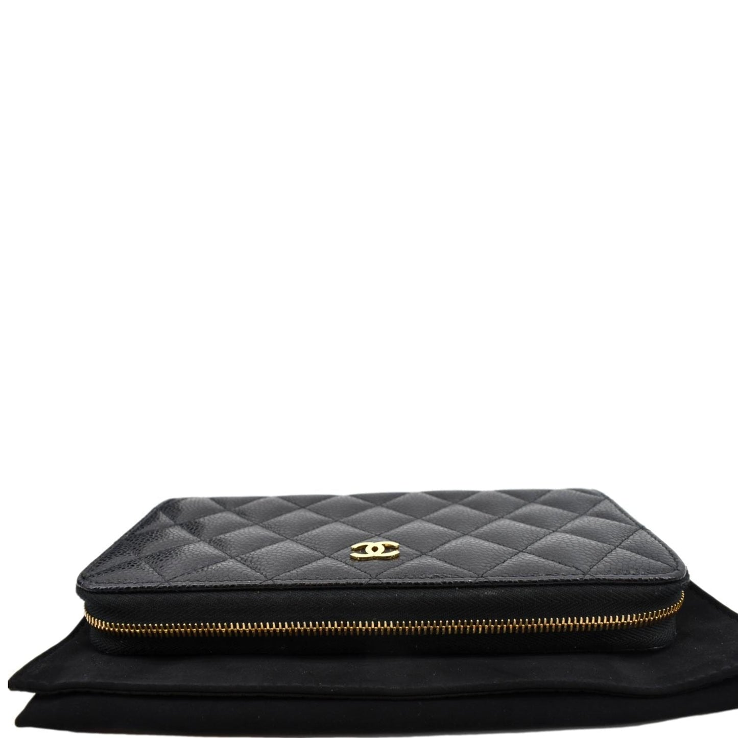 CHANEL Long Zippy Caviar Leather Wallet Black