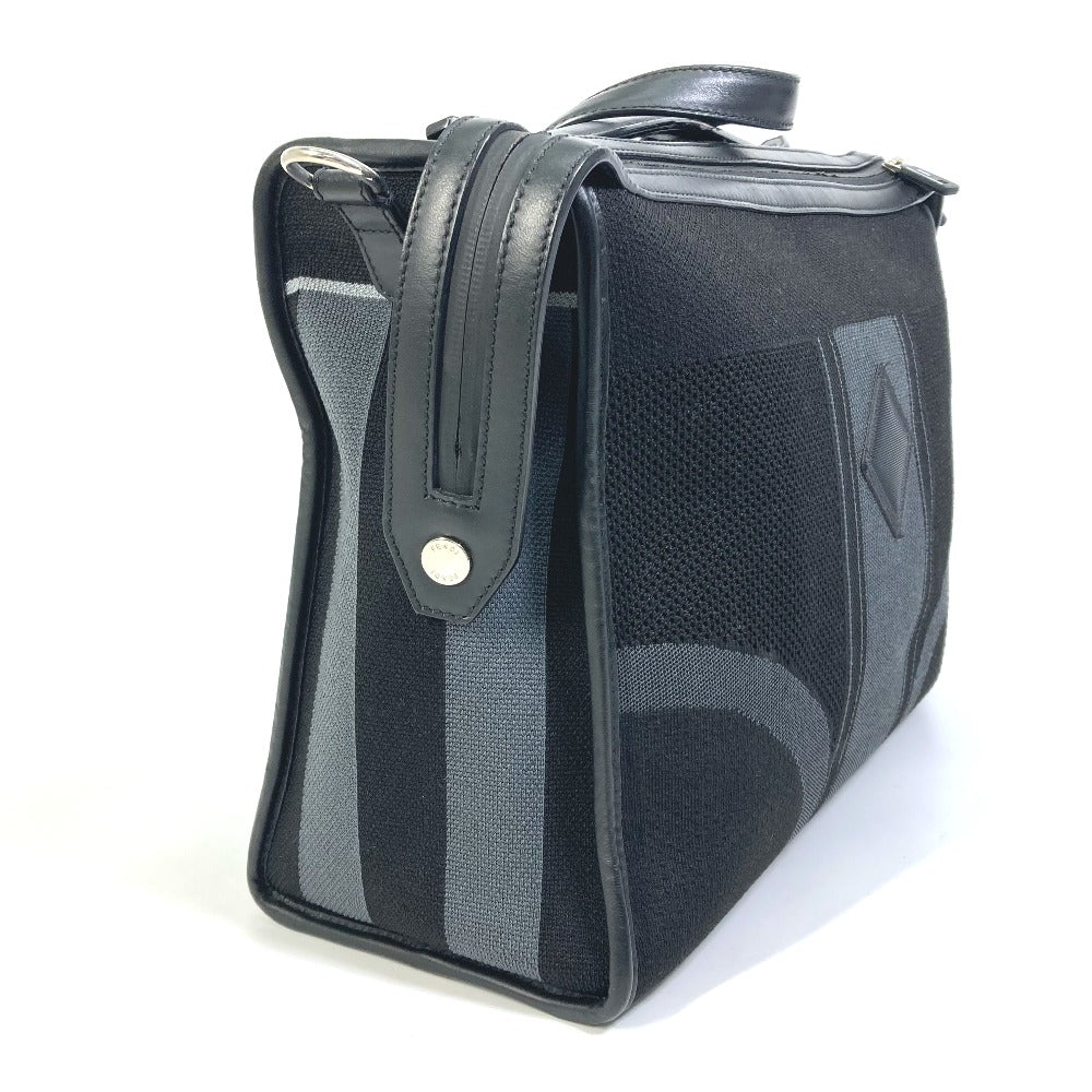 FENDI Business bag 7VA400 Canvas / leather Black Grey logo mesh bicolor