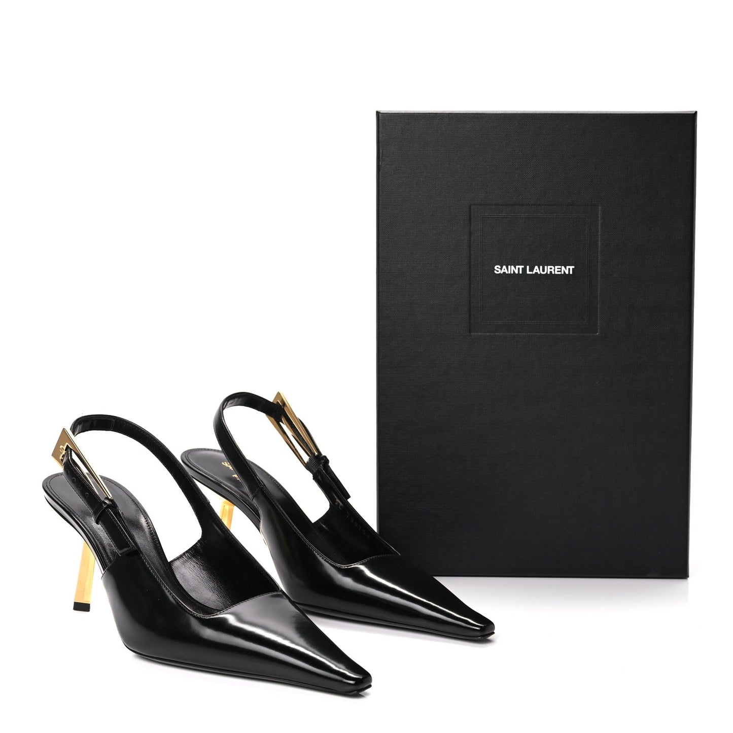 Saint Laurent Vitello Marilyn Lee 75 Slingback Pumps 36 Black