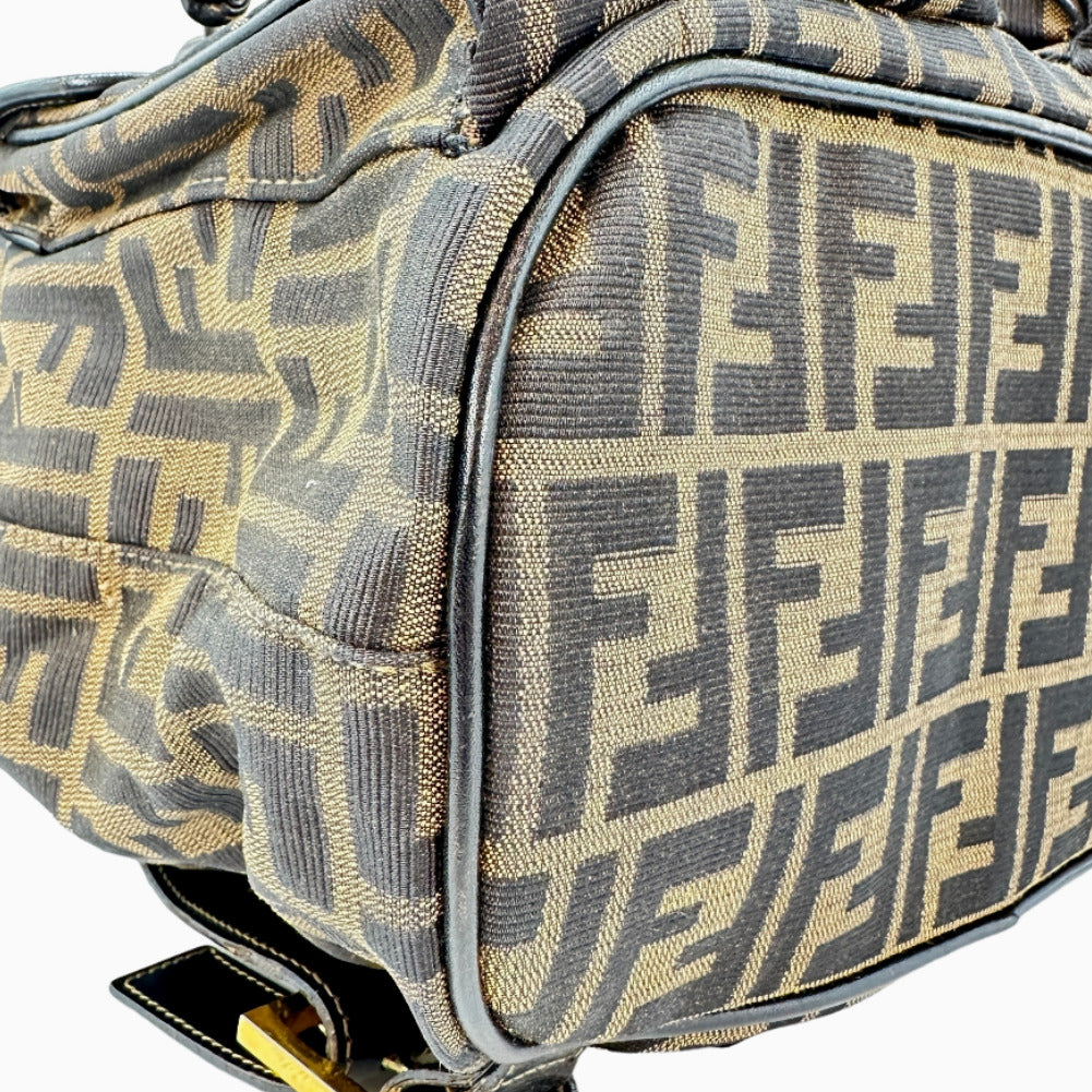 FENDI Backpack canvas canvas Khaki black Zucca Women