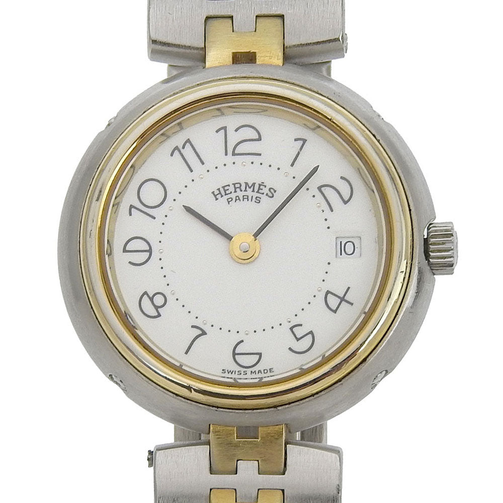 HERMES Watches Quartz Stainless Steel , Plated Gold Silver Profile date White dial
