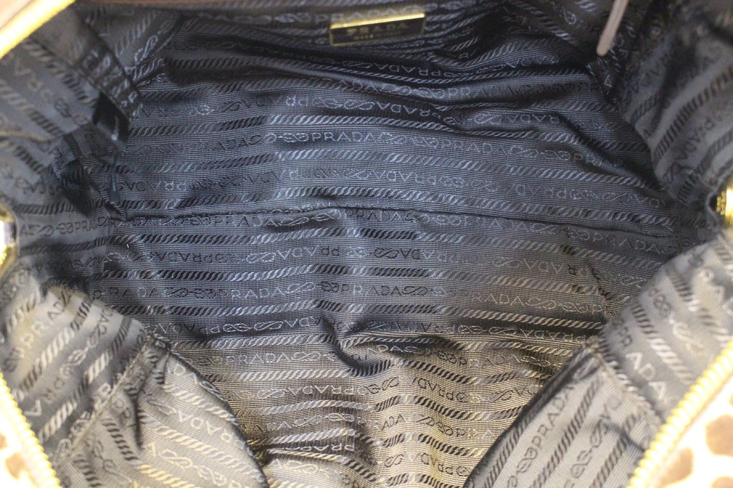 PRADA Leopard Printed Calf Hair Shoulder Bag