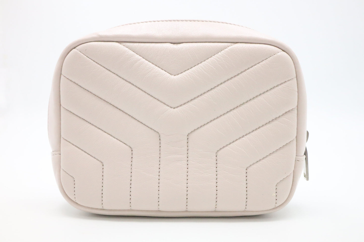 YSL Saint Laurent Loulou Cosmetic Pouch in Pink Chevron Leather