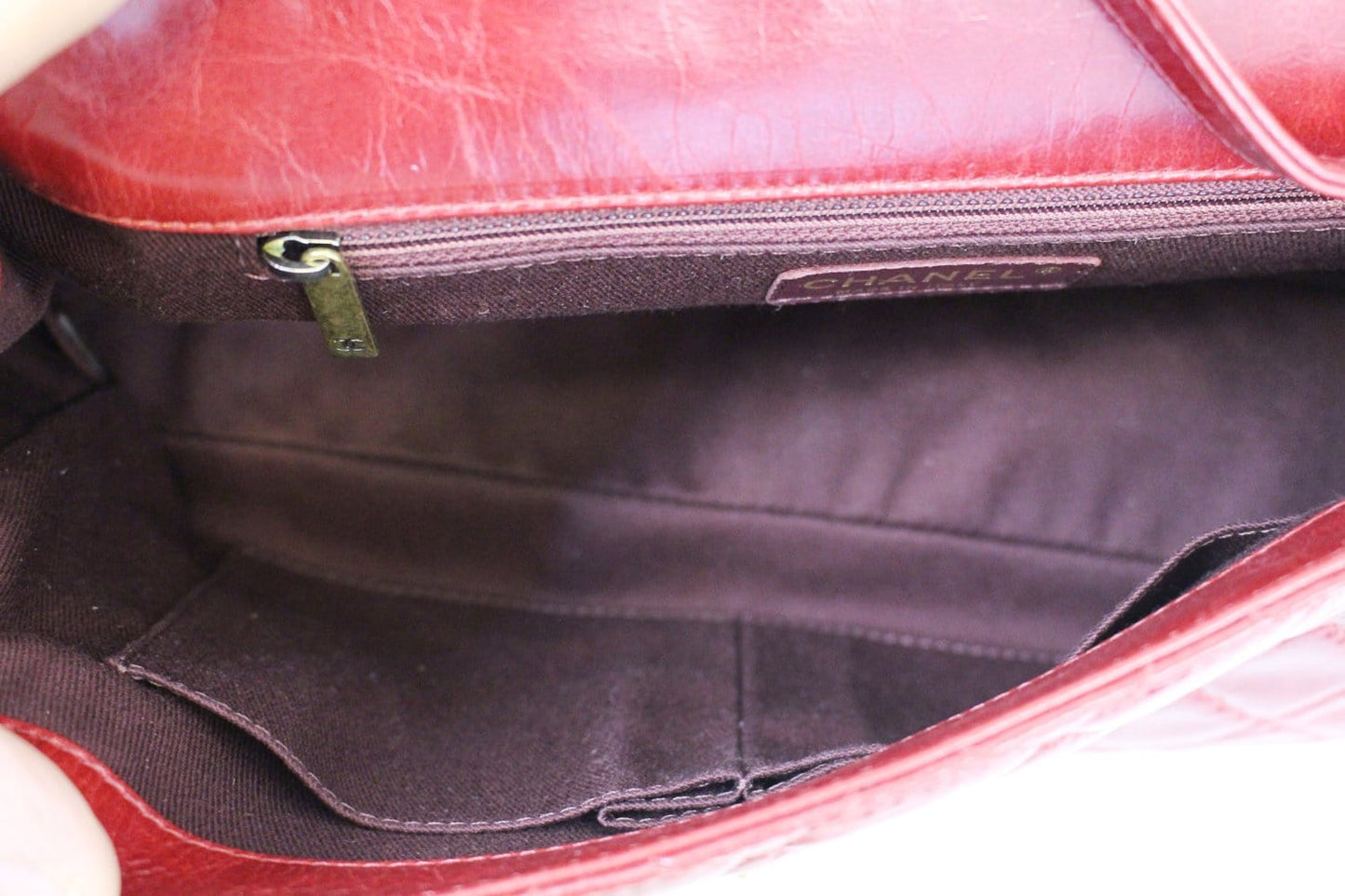 CHANEL Red Quilted Glazed Leather Large Castle Rock Top Handle Bag