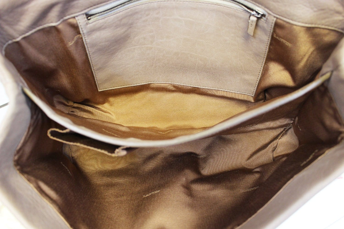 LANVIN Large Happy Chevron Beige Shoulder Bag