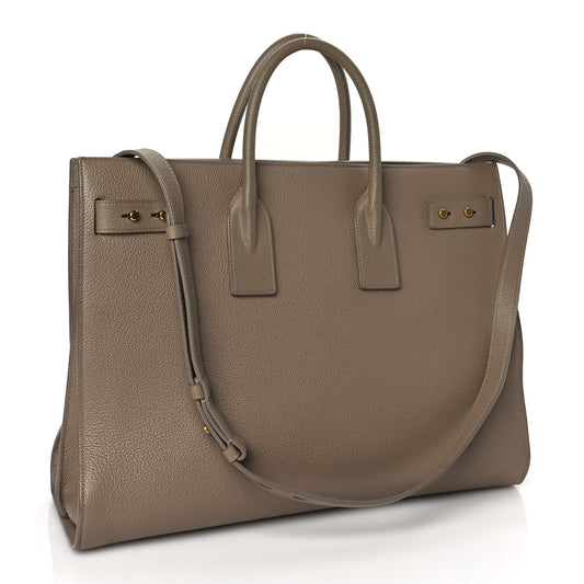 Saint Laurent Calfskin Large Souple Sac De Jour Dark Beige
