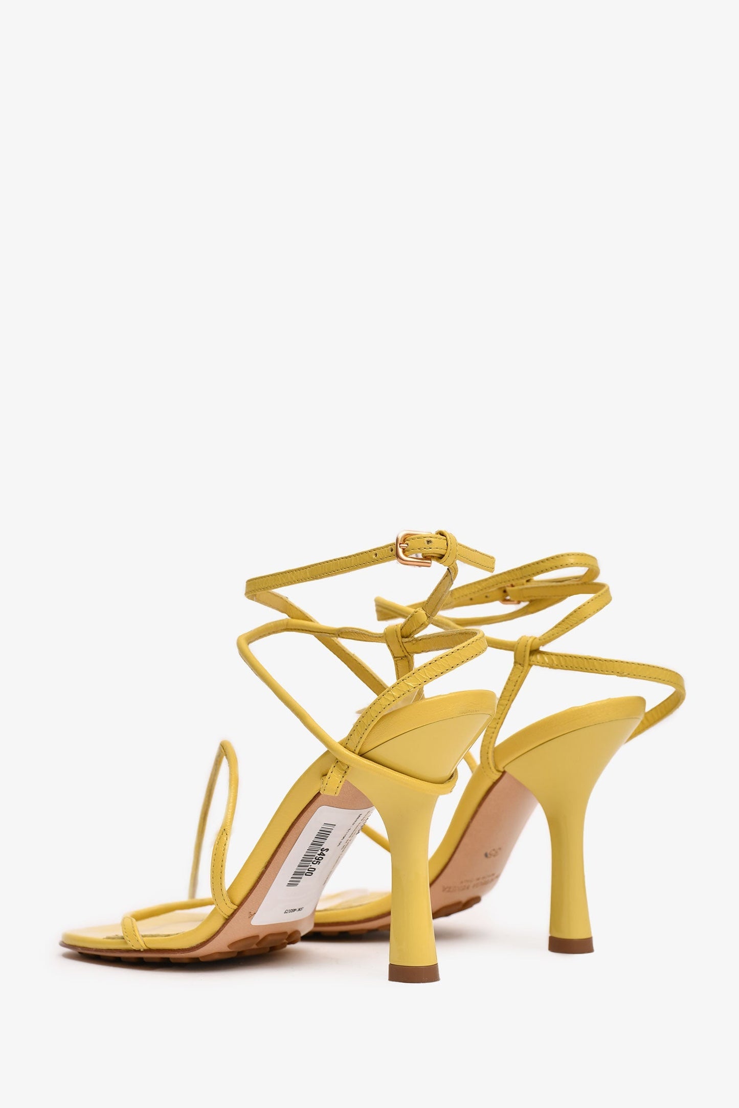 Bottega Veneta Yellow Leather Stretch Strap Sandals Size 35