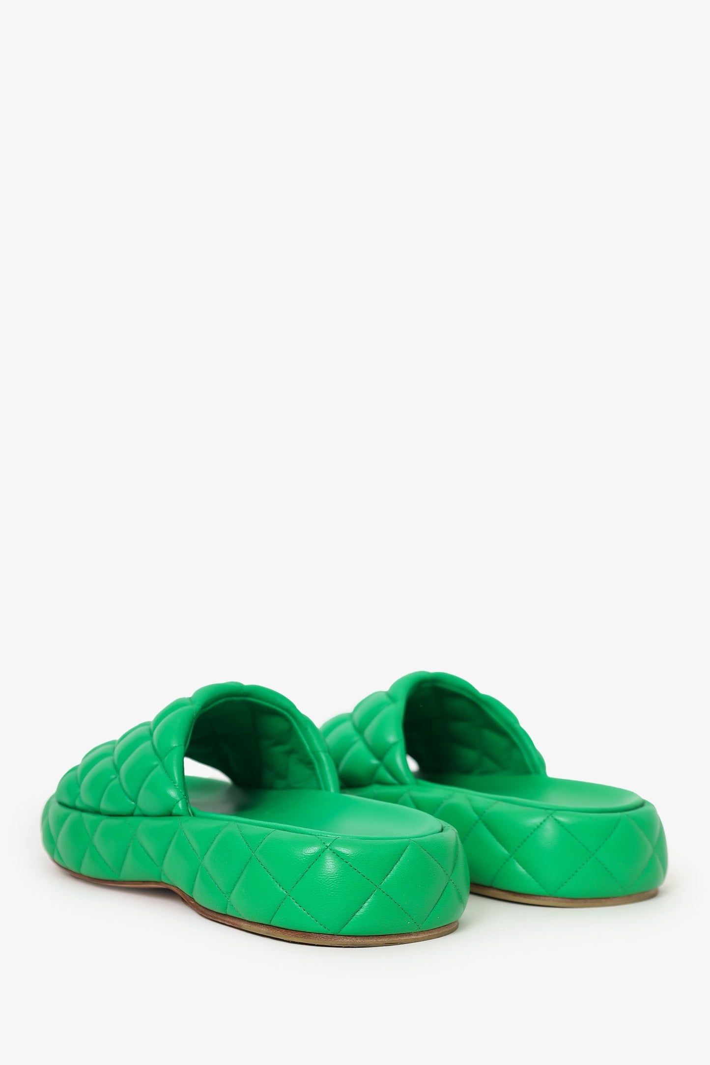 Bottega Veneta Green Padded Lambskin Slide Sandals Size 37