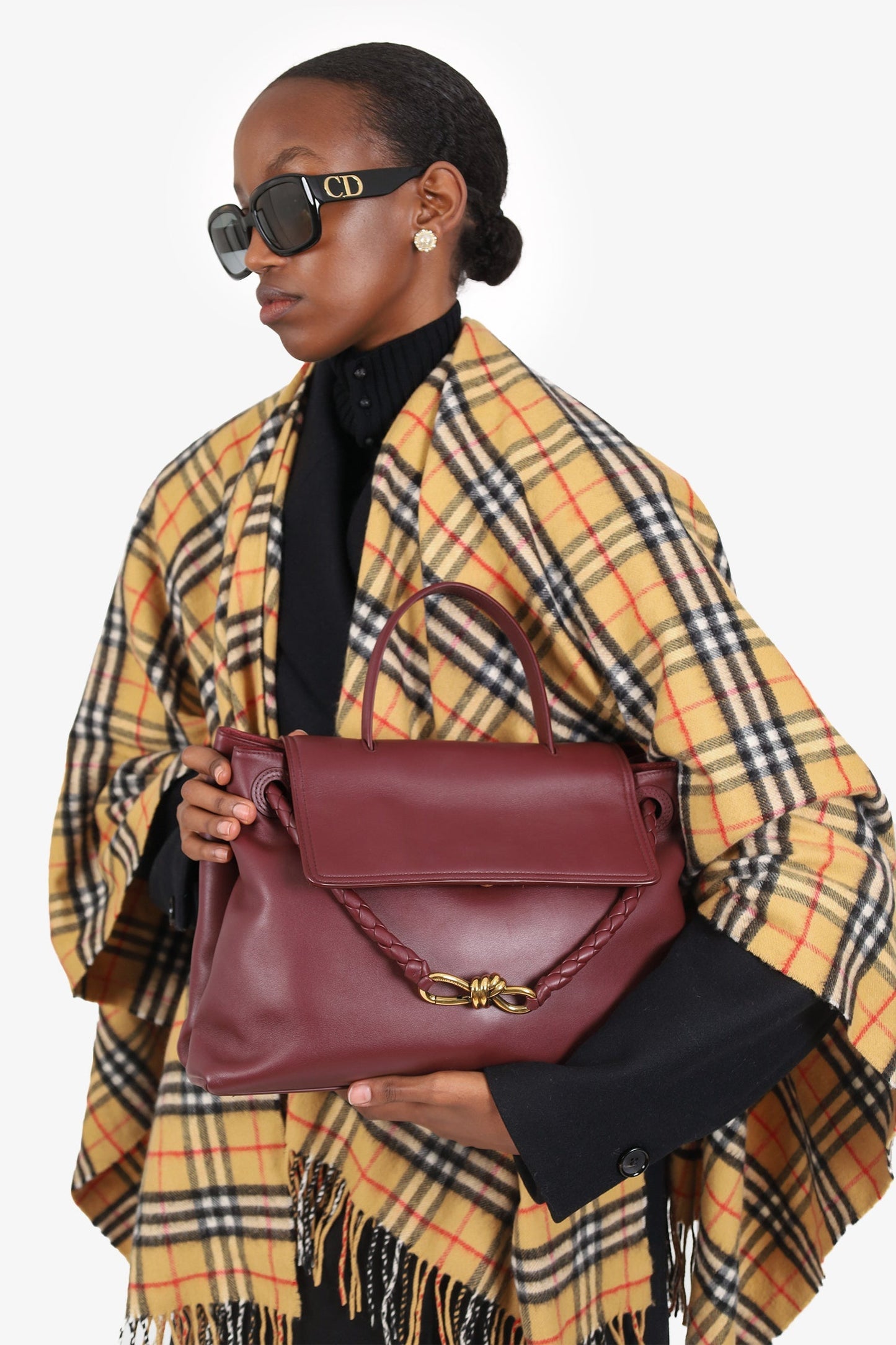 Bottega Veneta Burgundy Leather Ciao Ciao Satchel