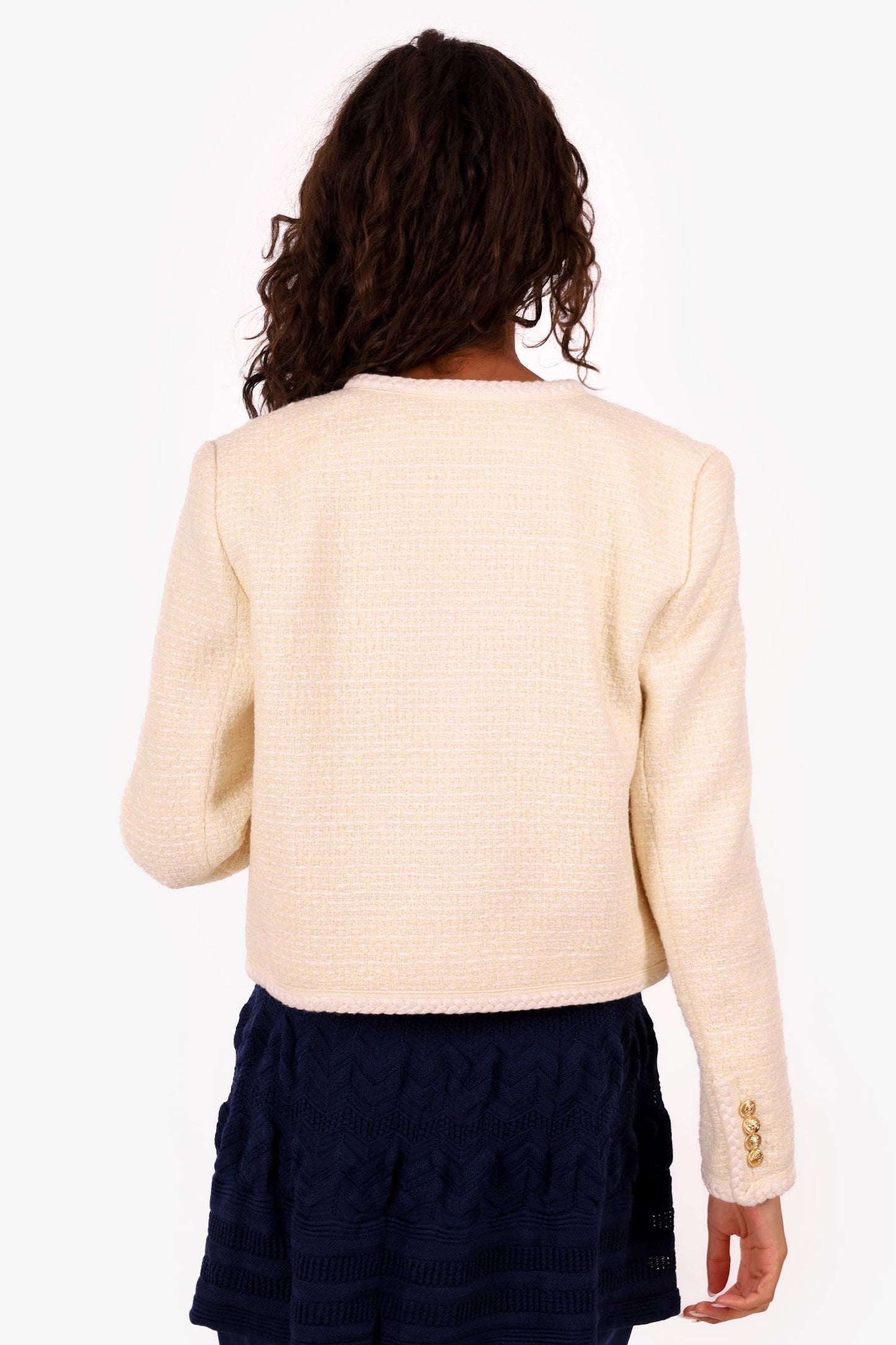 Celine Cream Wool Tweed Evening Jacket Size 38