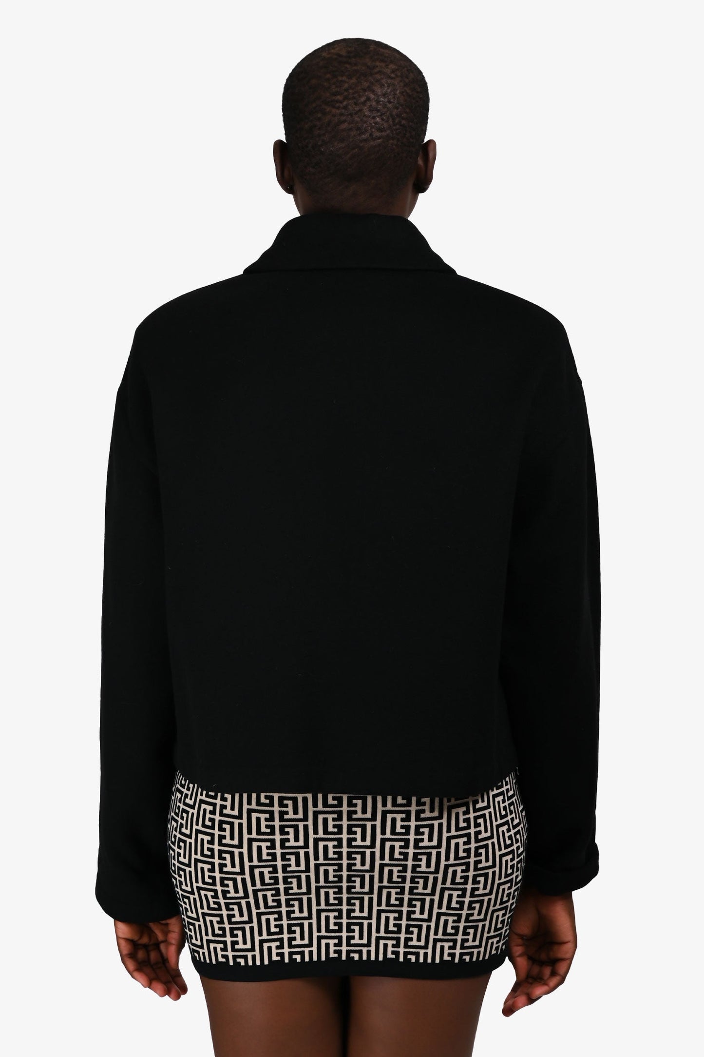 Celine Black Cashmere Logo Embroidered Jacket Size 40