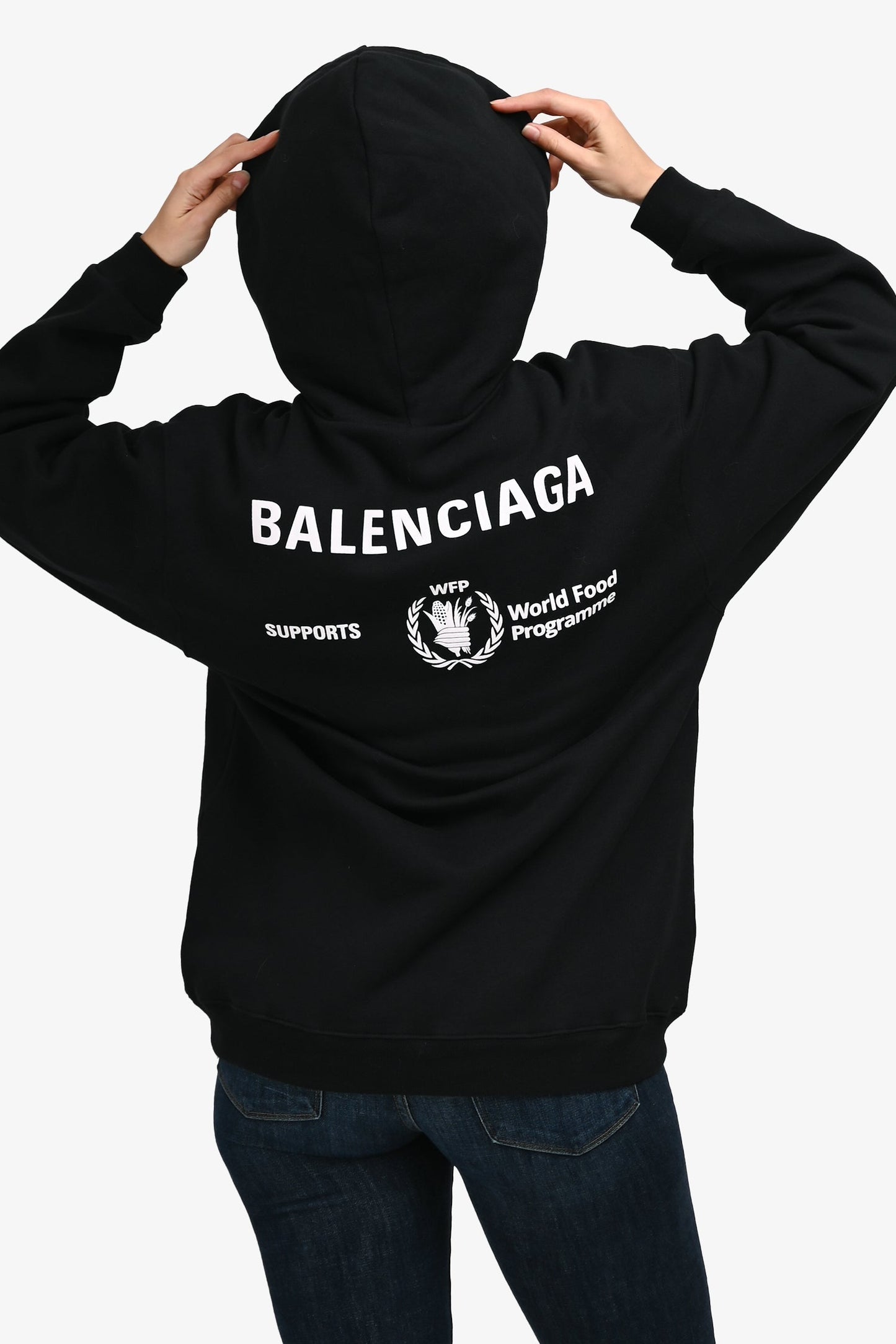 Balenciaga 2020 Black "World Food Programme" Hoodie Size XS