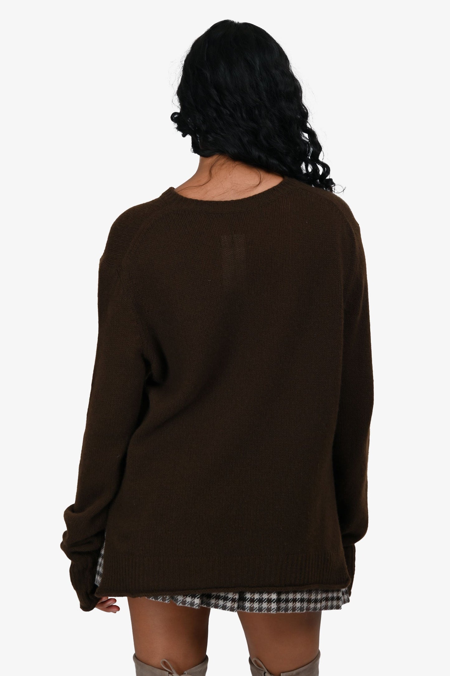 Celine Brown Cashmere Knit Crewneck Sweater Size M