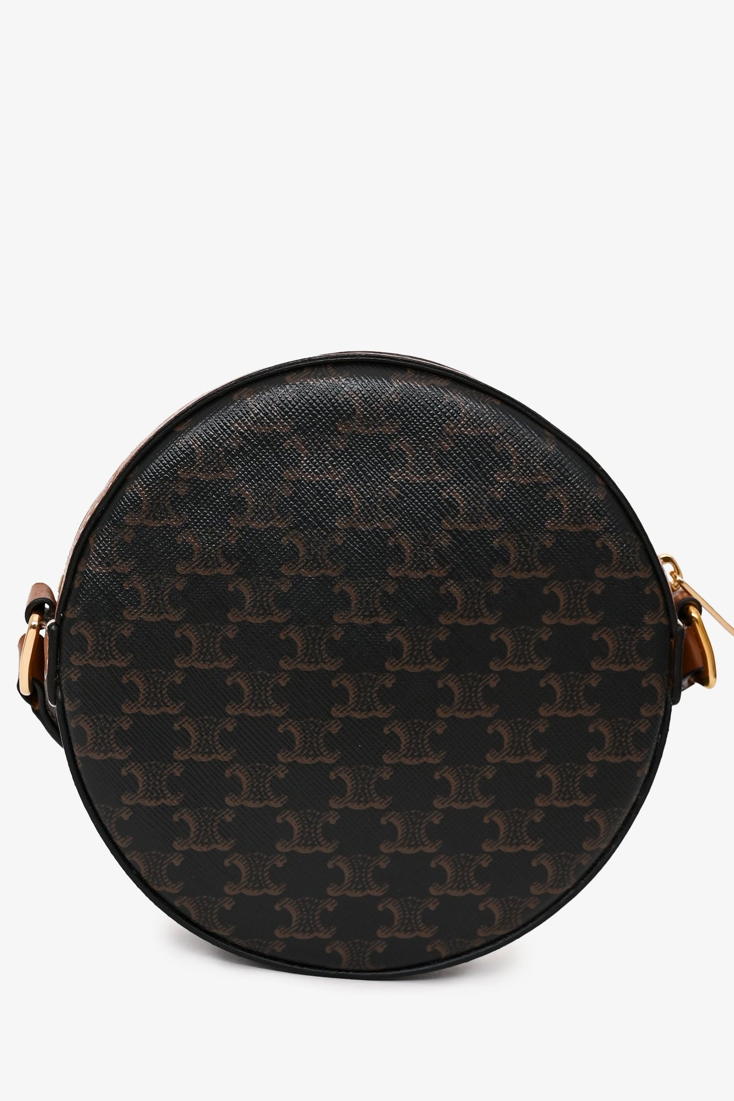 Celine 2020 Brown Canvas/Leather Triomphe Round Crossbody