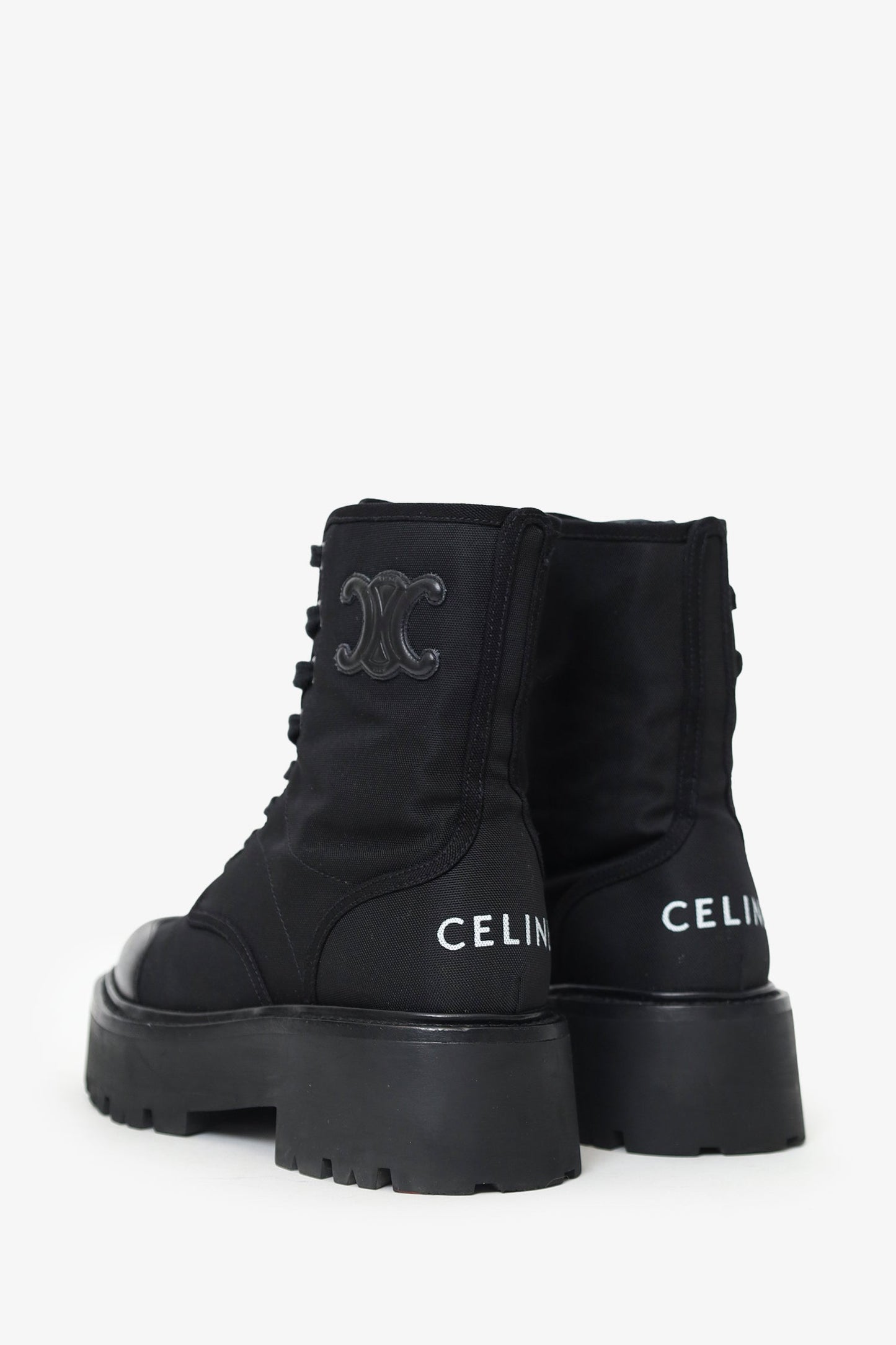 Celine Black Nylon/Leather 'Bulky' Boots Size 37