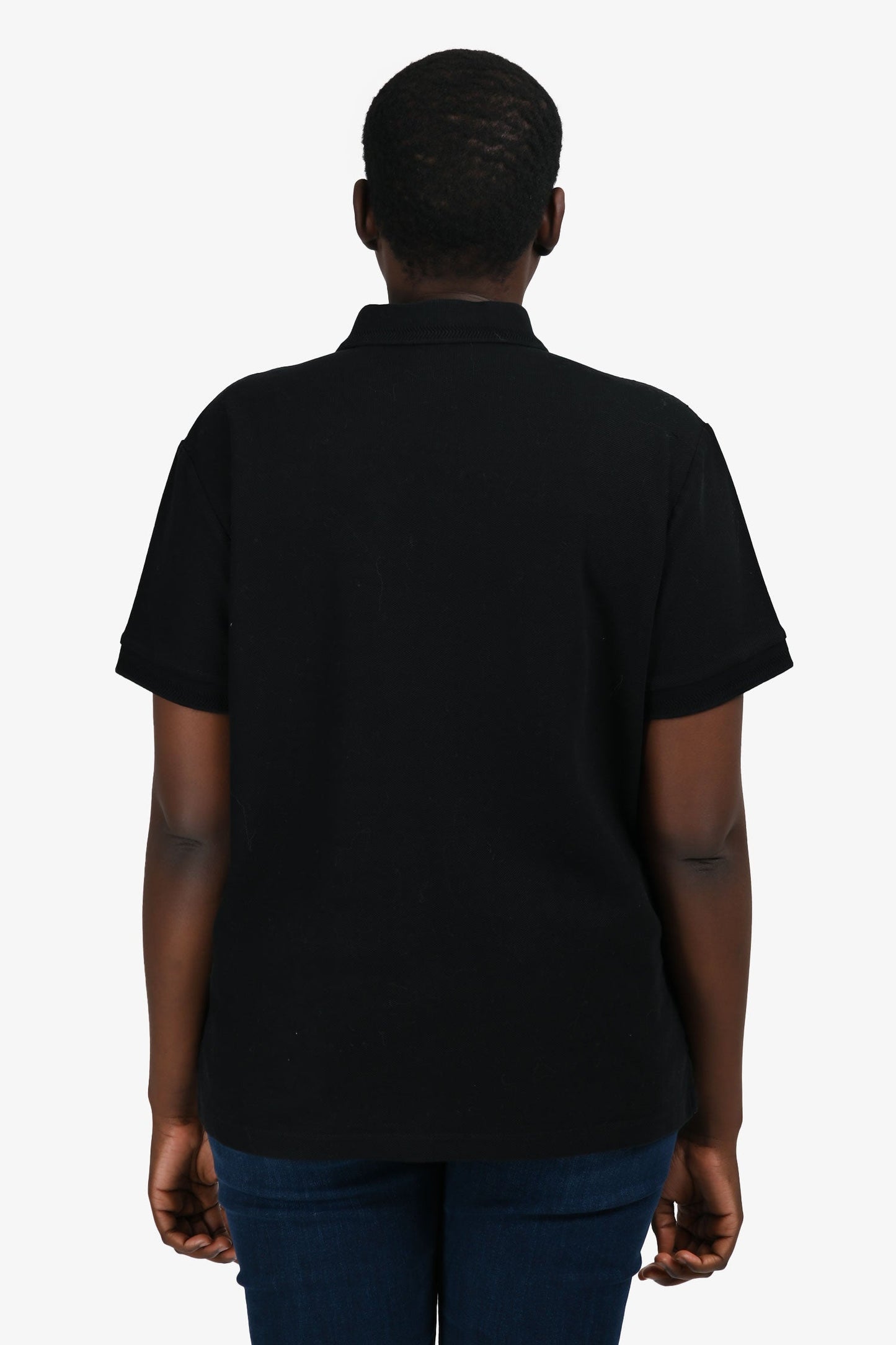 Burberry Black Knit Novacheck 'TB' Embroidered Polo Top Mens Size XL