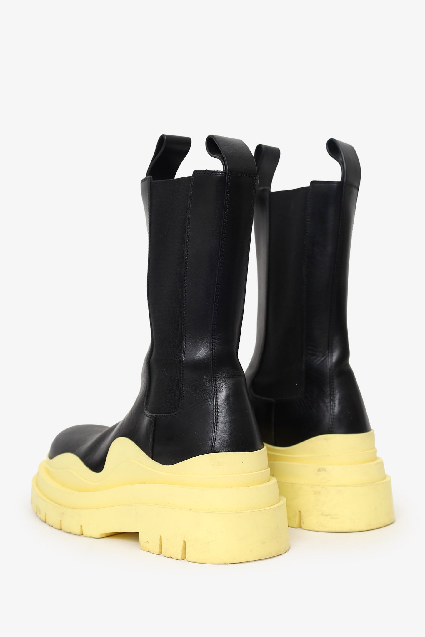 Bottega Veneta Black/Yellow Tire Chelsea Boots Size 35