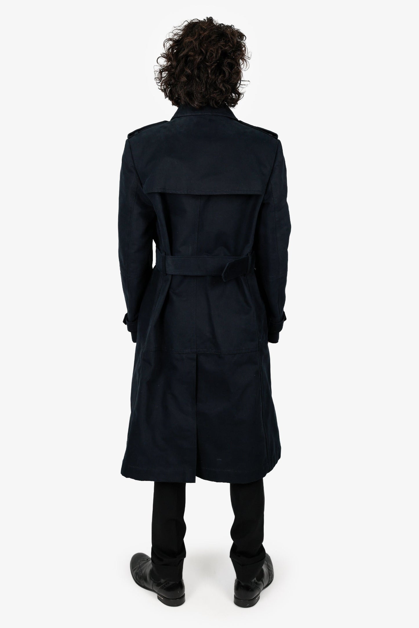 Burberry 2024 Black Cotton/Wool-Lined Long Trench Coat Size 48