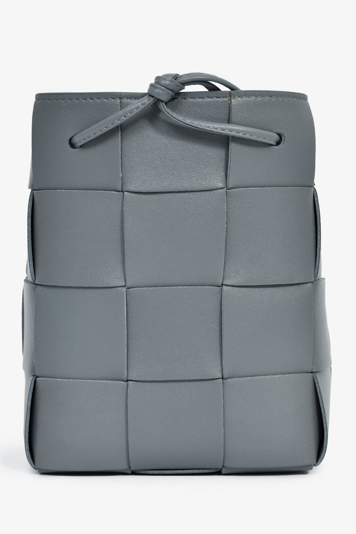 Bottega Veneta Grey Lambskin Cassette Mini Bucket Bag