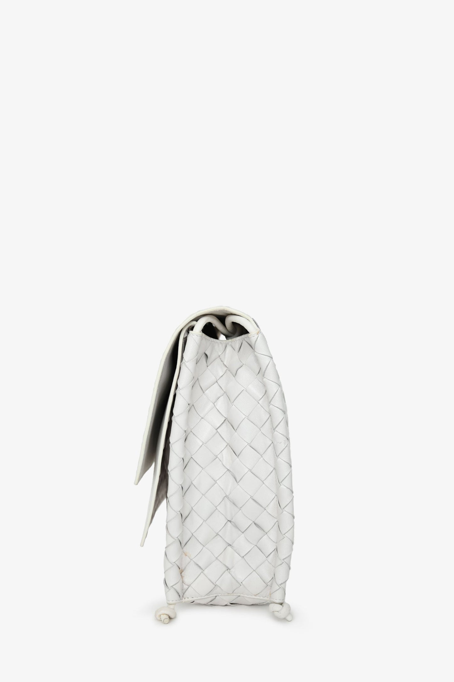 Bottega Veneta White Leather Intrecciato Crossbody