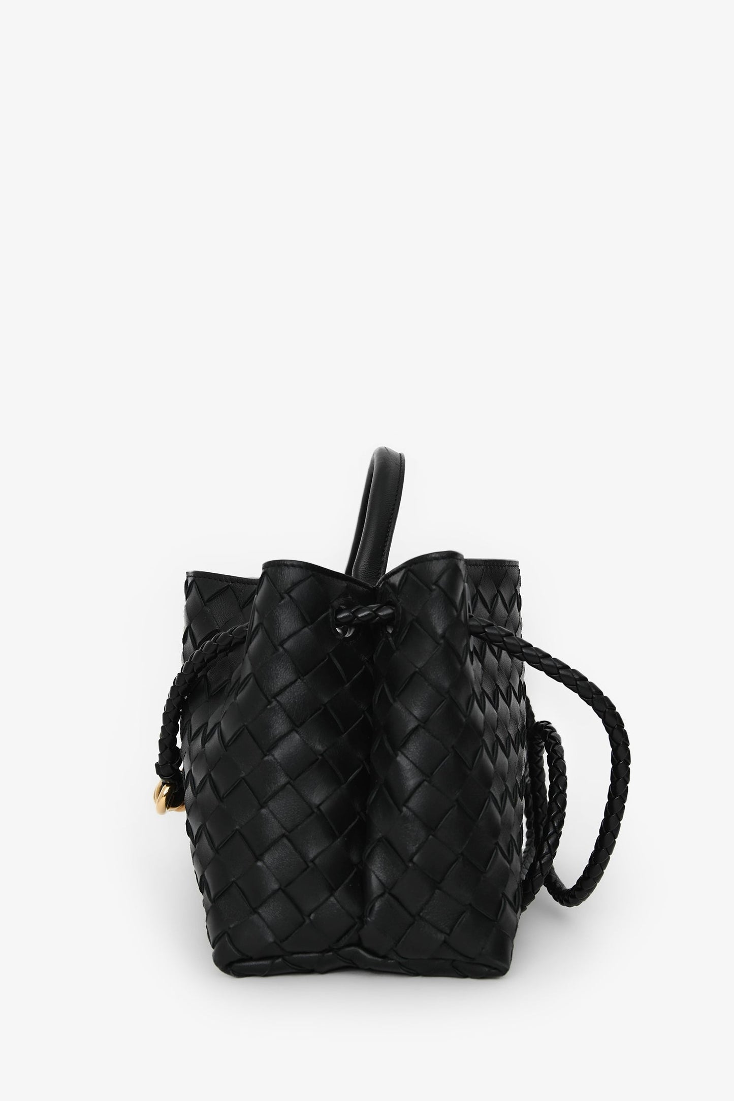 Bottega Veneta Black Leather Intrecciato Small East-West Andiamo Shoulder Bag