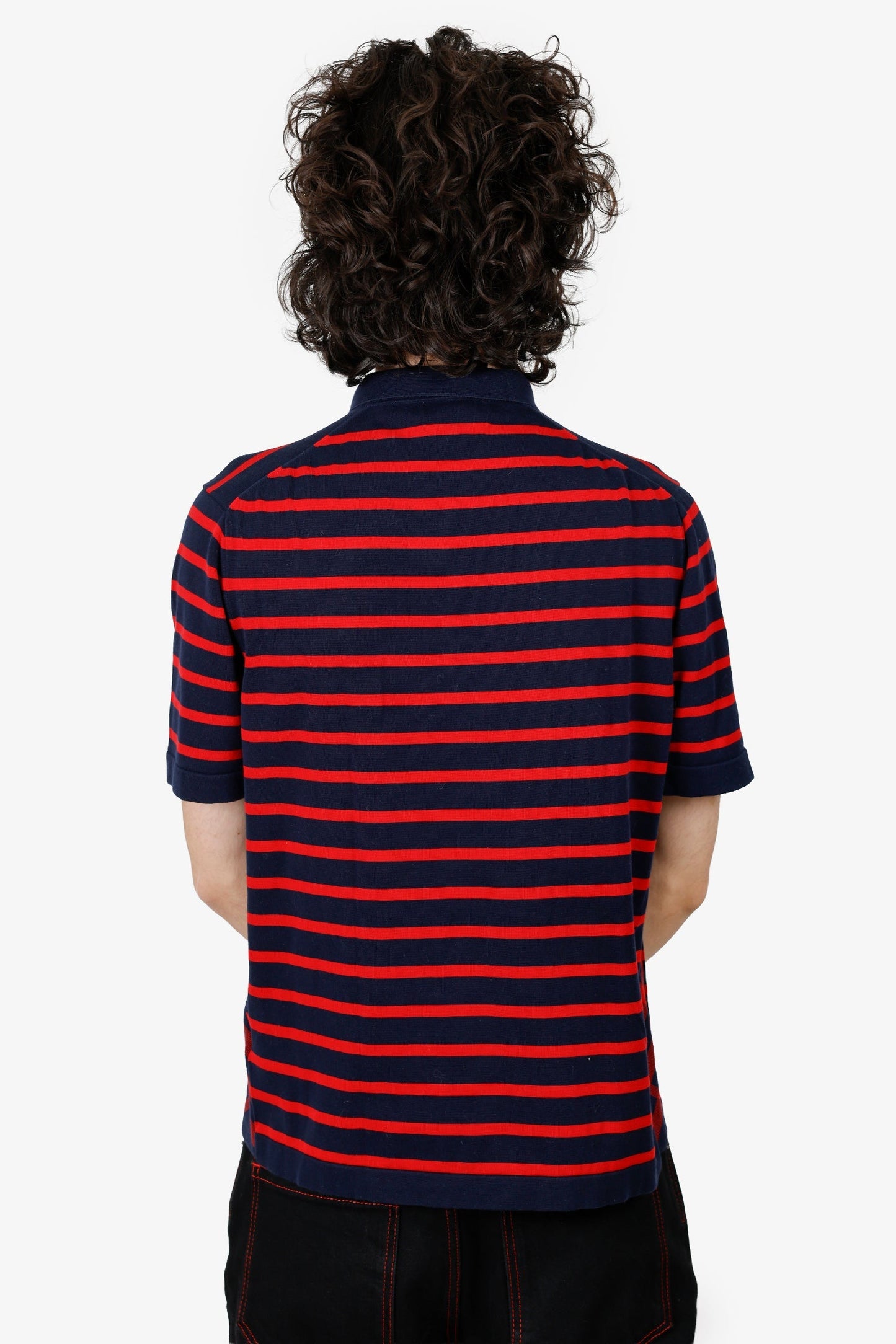 Burberry Red Striped Cotton Polo T-shirt Size L Mens