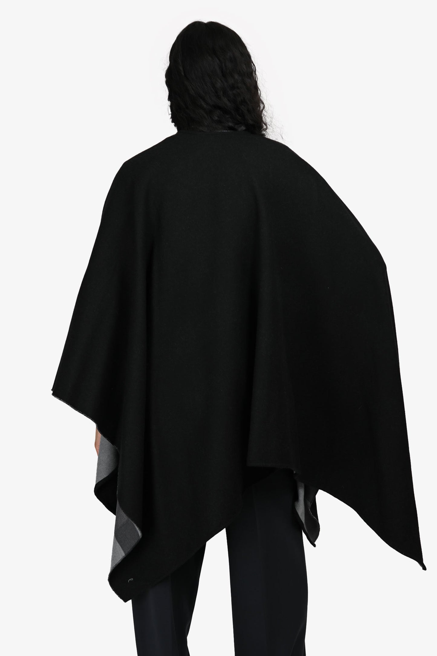 Burberry Black/Grey Ho Check Wool Shawl