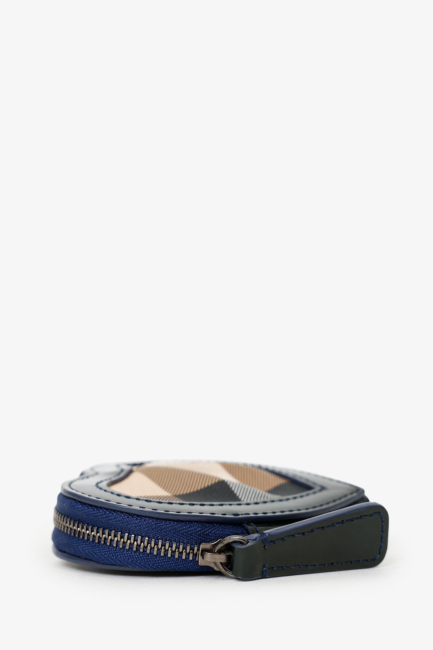 Burberry Black/Beige Patent/Canvas Nova Check Heart Coin Pouch