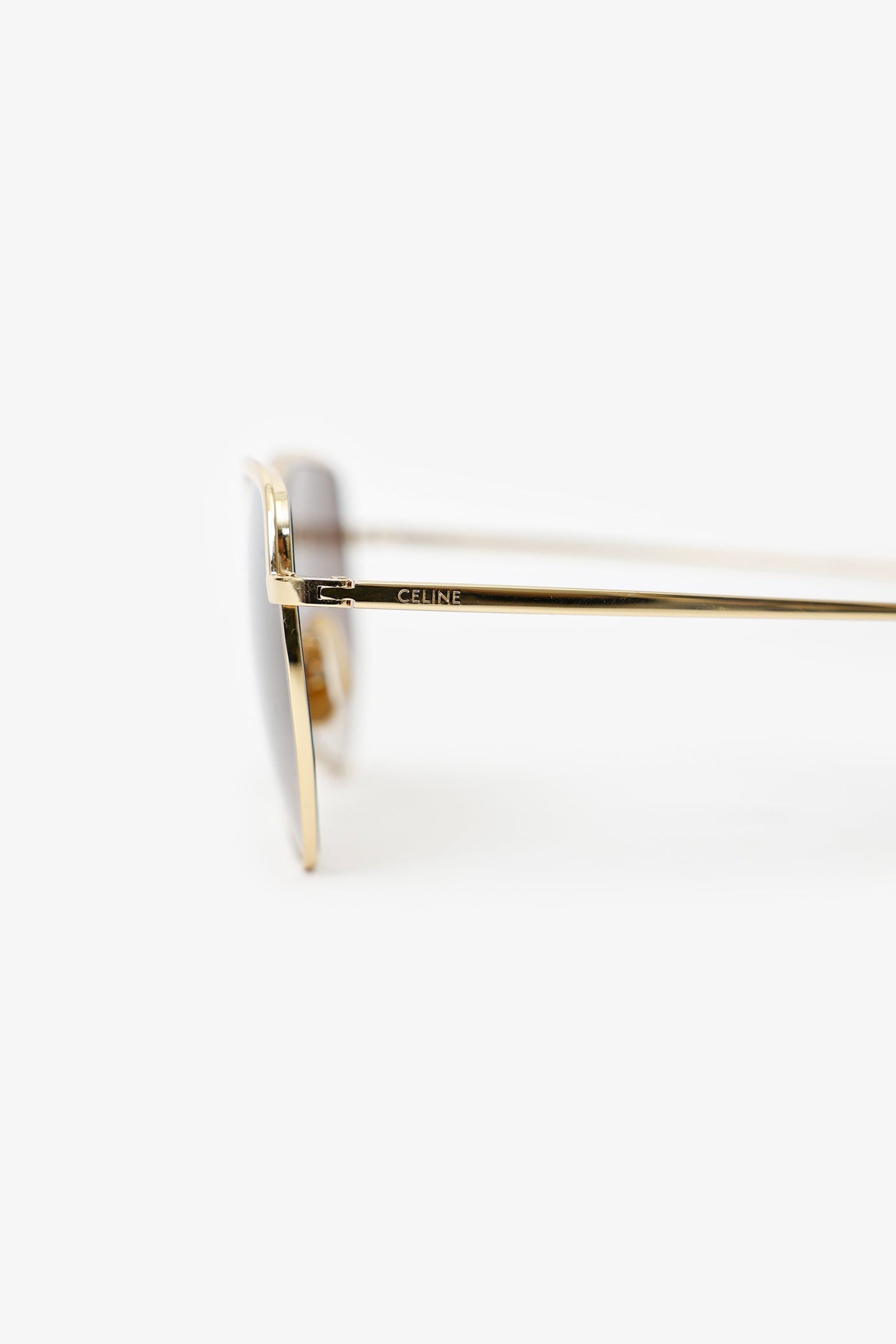 Celine Gold Tone Metal Frame Square Sunglasses