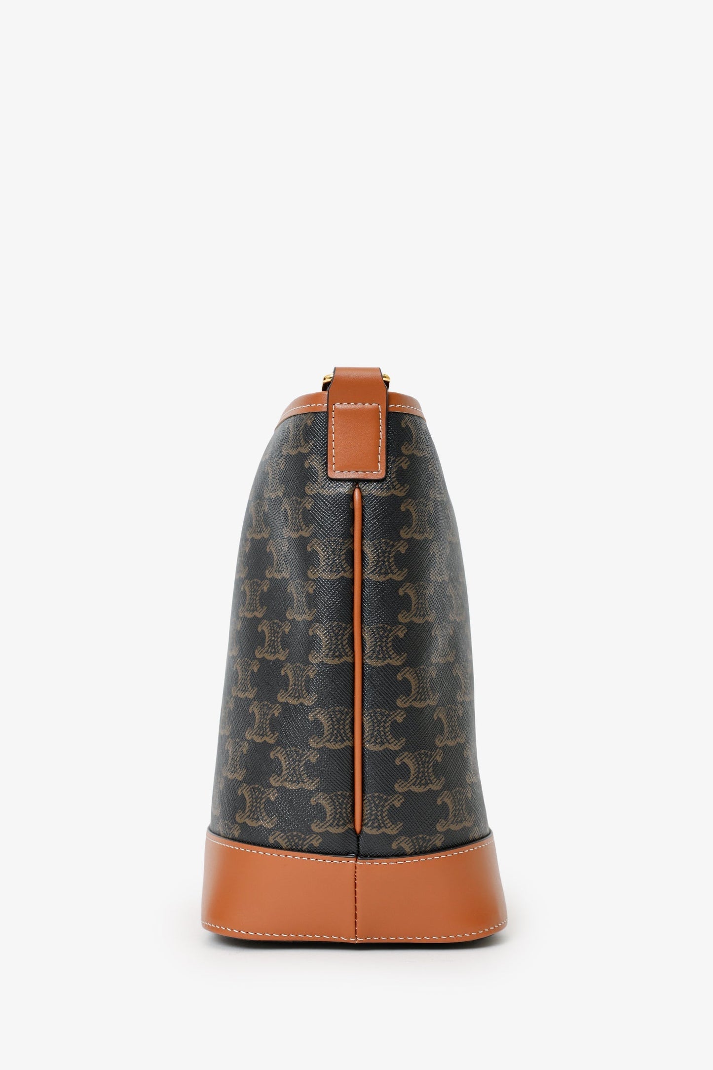 Celine Brown Triomphe Canvas Small Bucket Crossbody Bag