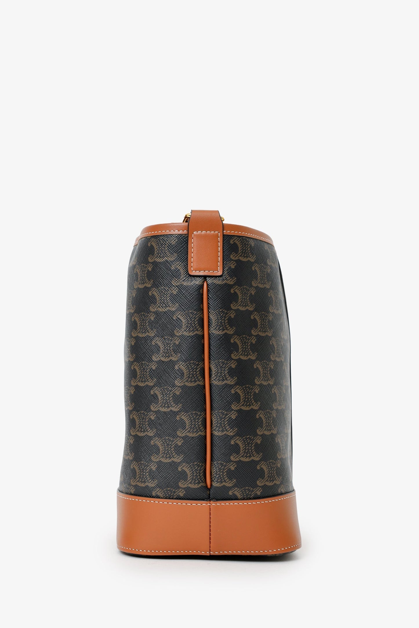 Celine Brown Triomphe Canvas Small Bucket Crossbody Bag