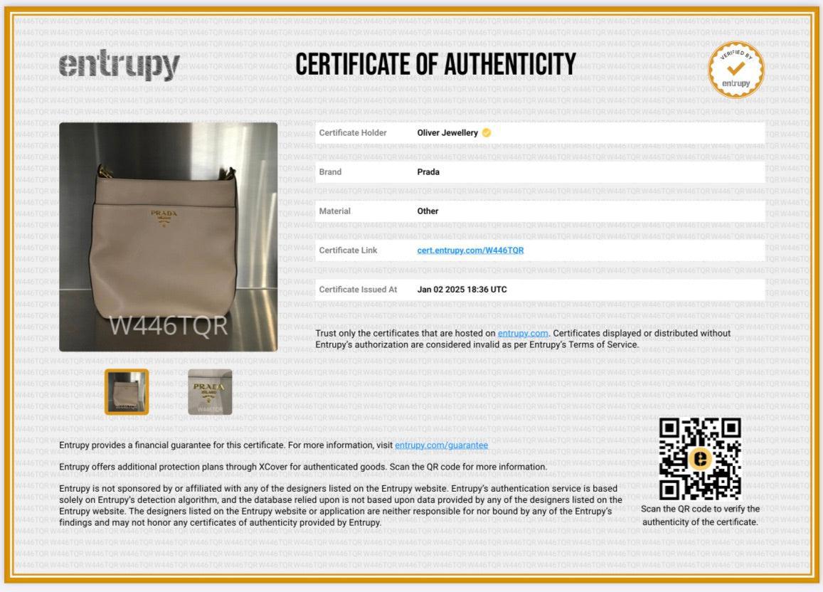 Prada Beige Vitello Daino Hobo Messenger Bag