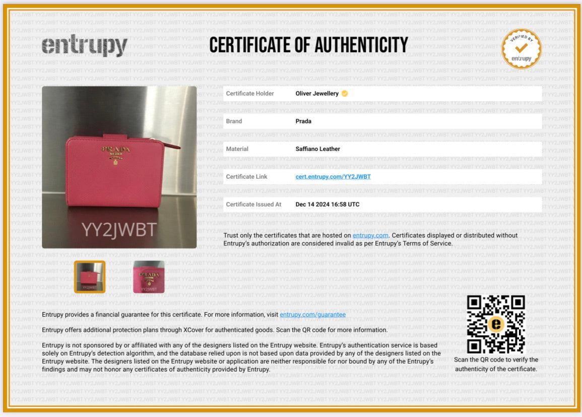 Prada Pink Saffiano Metal Compact Wallet