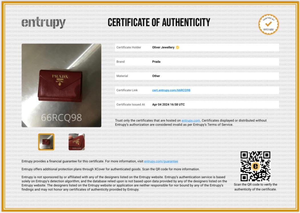 Prada Red Vitello Move Leather Compact Tri-Fold Wallet