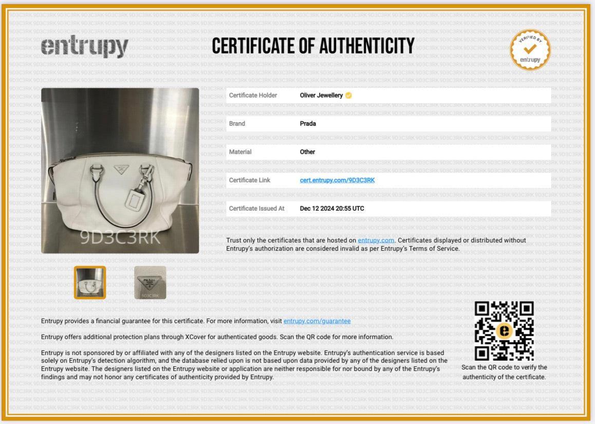 Prada White Vitello Daino Leather Zip Tote