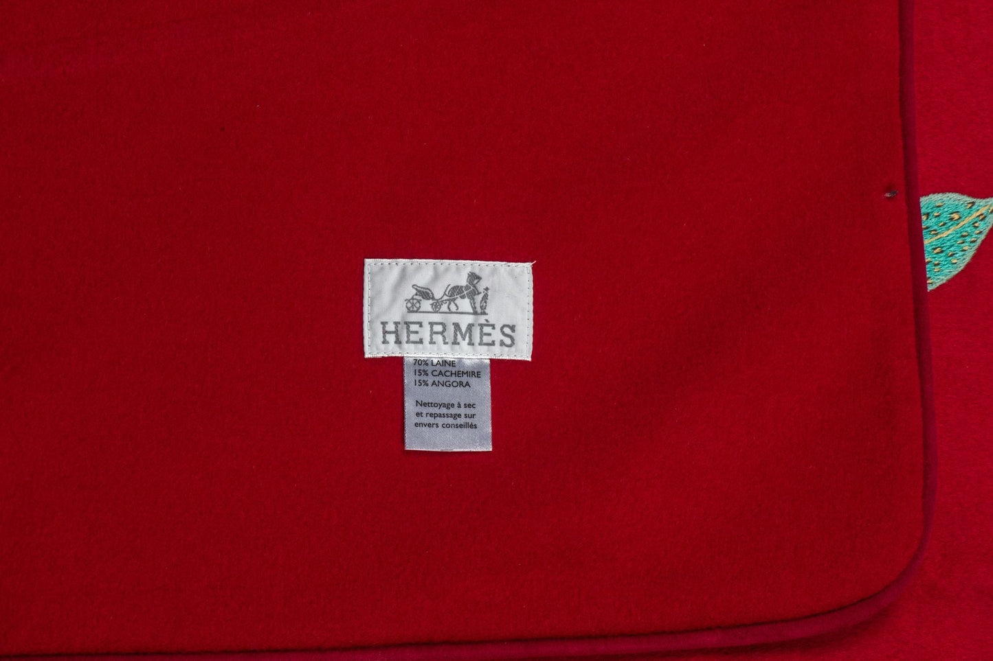 Hermes Burgundy Embroidered King Blanket