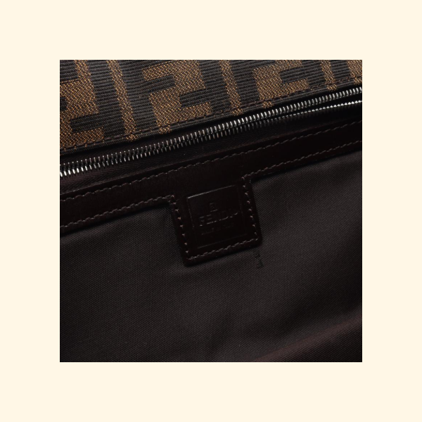 Fendi Zucca Handbag Canvas Leather Brown Black