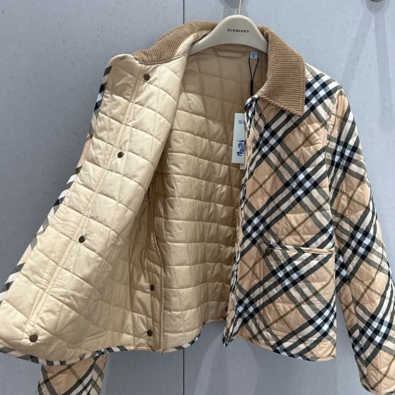 Burberry Plaid Cotton Corduroy Collar Jacket
