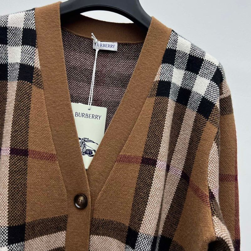 Burberry Plaid Wool-Blend Cardigan