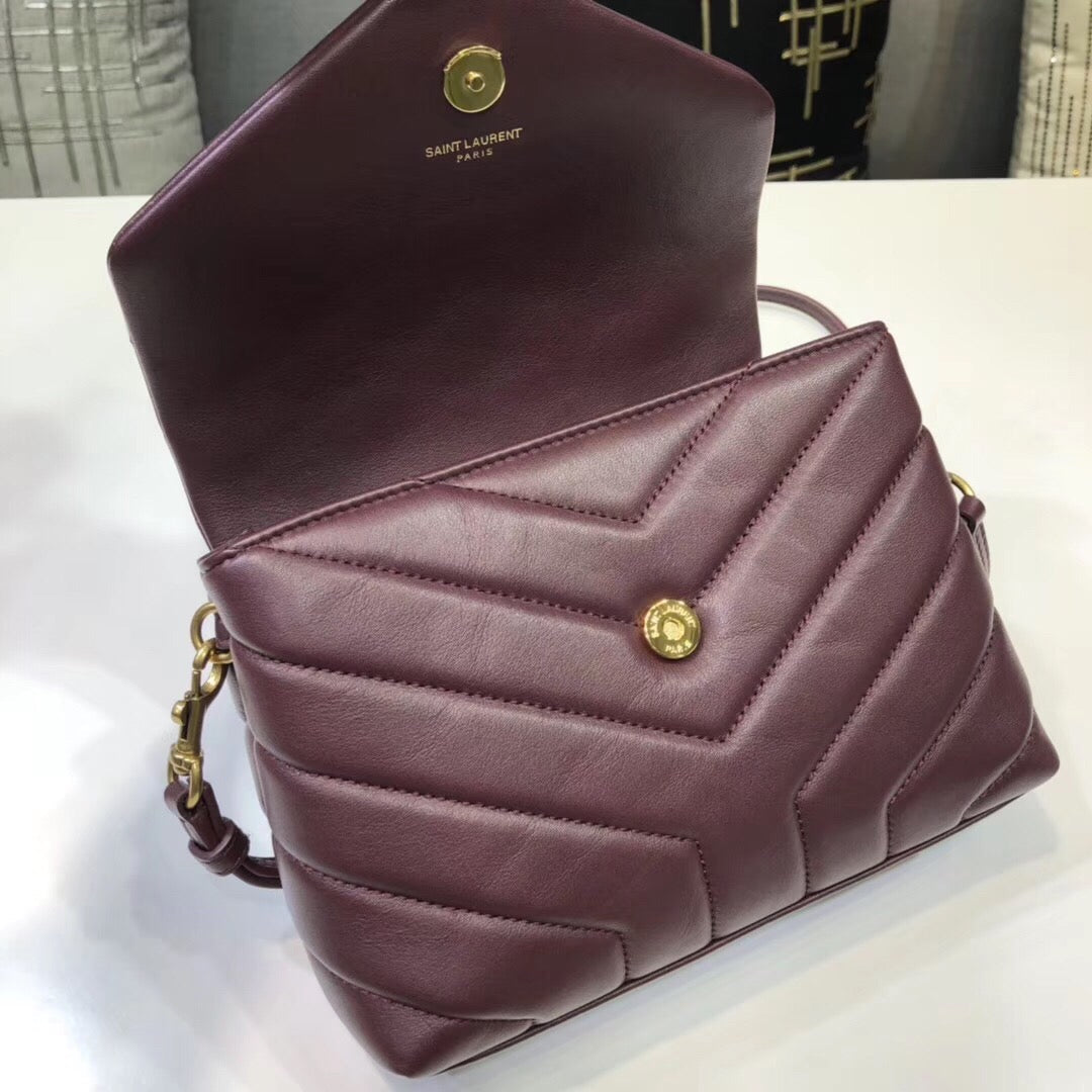 Top Quality Loulou Mini Shoulder Bag Burgundy For Women 7in/18cm YSL