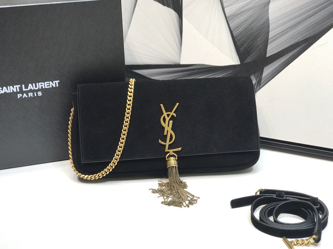 Top Quality Kate Tassel Small Shoulder Bag Black For Women 10.2in/26cm YSL 6042760UD7W1011