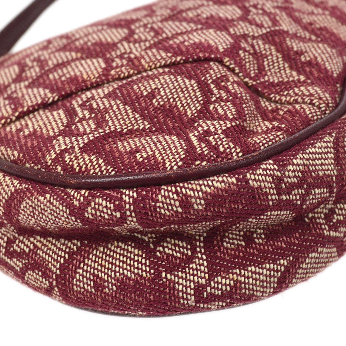 Christian Dior 2002 Trotter Pattern Saddle Hand Bag Bordeaux ao33199
