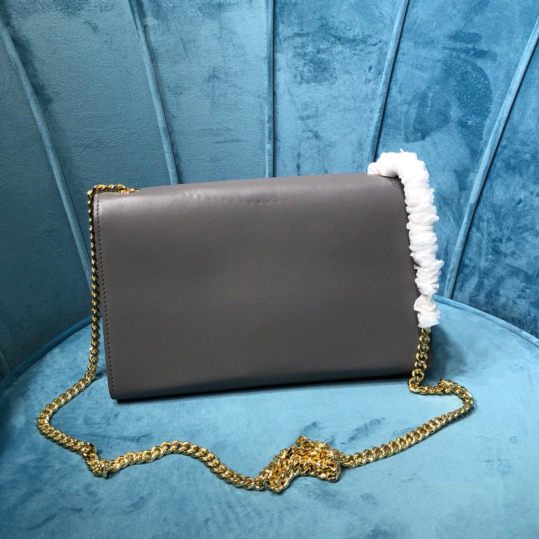 Top Quality Kate MeTop Qualityum Chain Bag With Tassel In Grain De Poudre Grey For Women 9.4in/24cm YSL