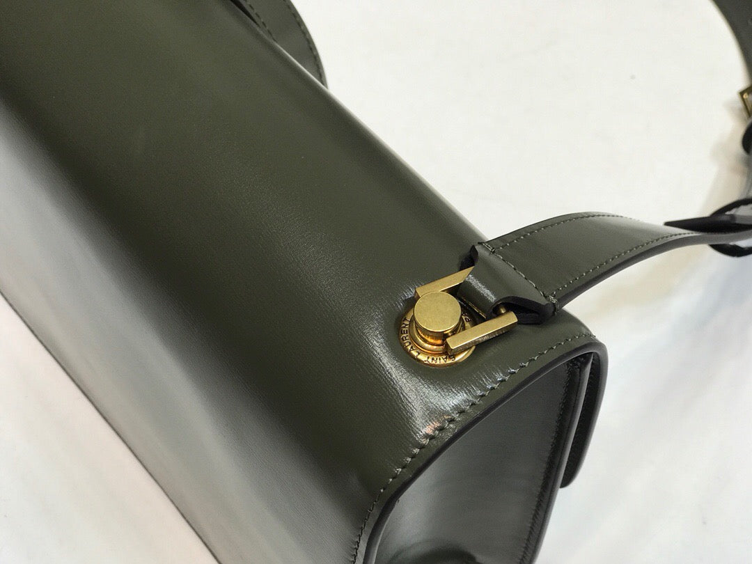 Top Quality Le Carre Satchel In Box Dark Green For Women 9in/23cm YSL