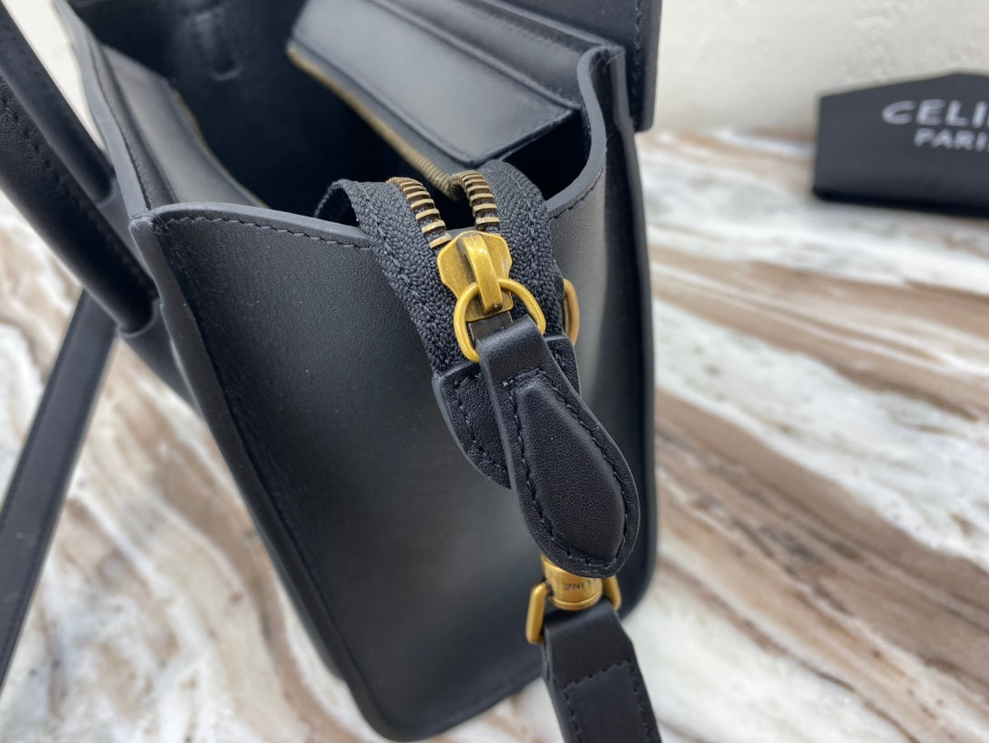 Top Quality Nano LuGucciage Bag In Drummed Black For Women 8in/20cm 189243HSC.38NO