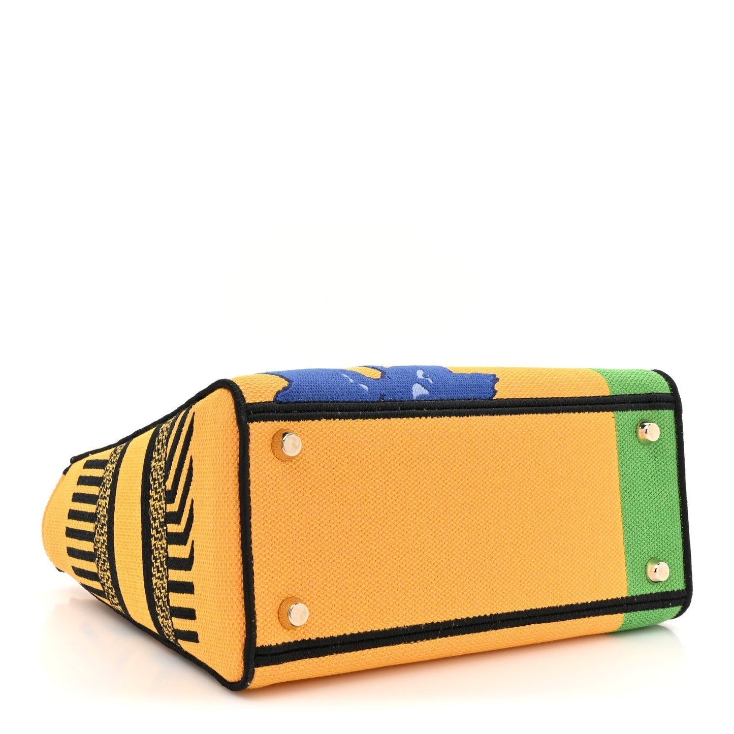 Christian Dior Canvas Embroidered Flower Pop Medium Lady D-Lite Bright Yellow Green