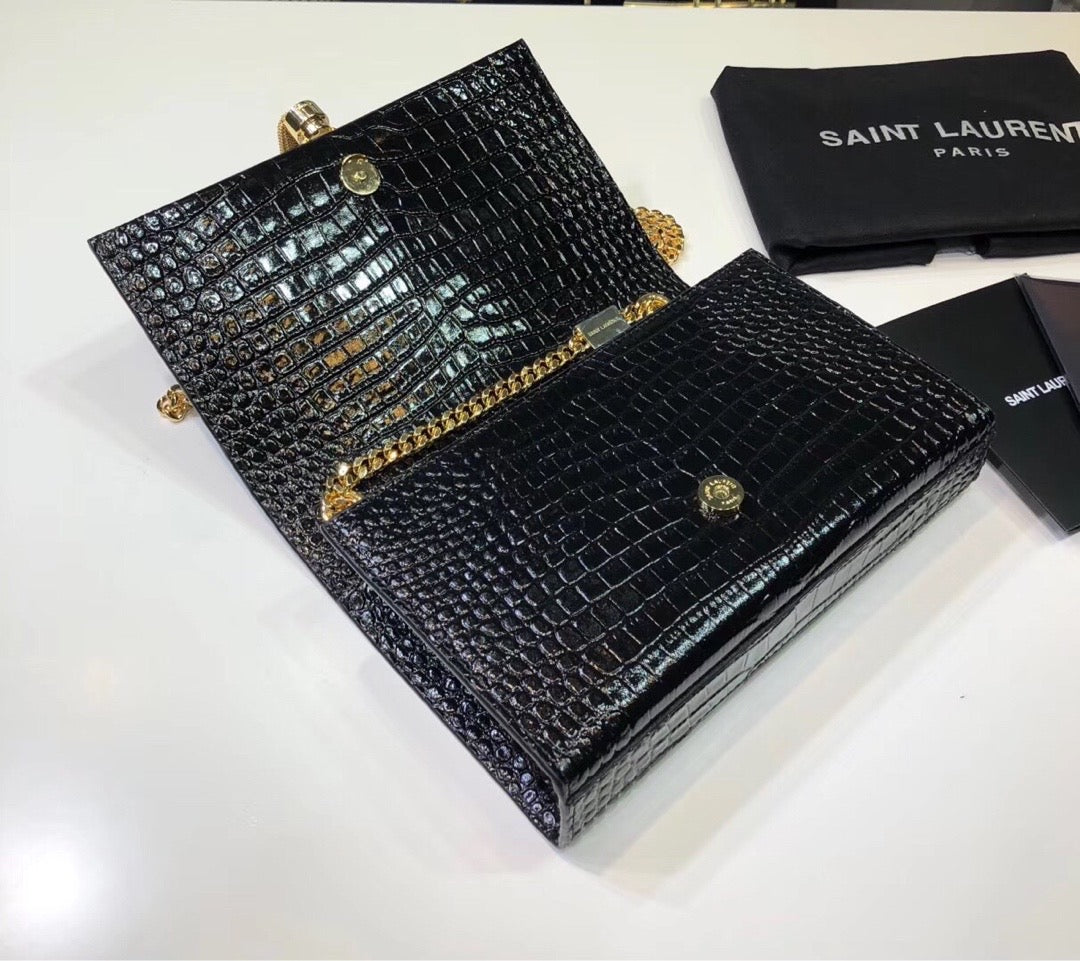Top Quality Kate Small Chain Bag With Tassel In Embossed Black For Women 7.8in/20cm YSL 474366DND0J1000