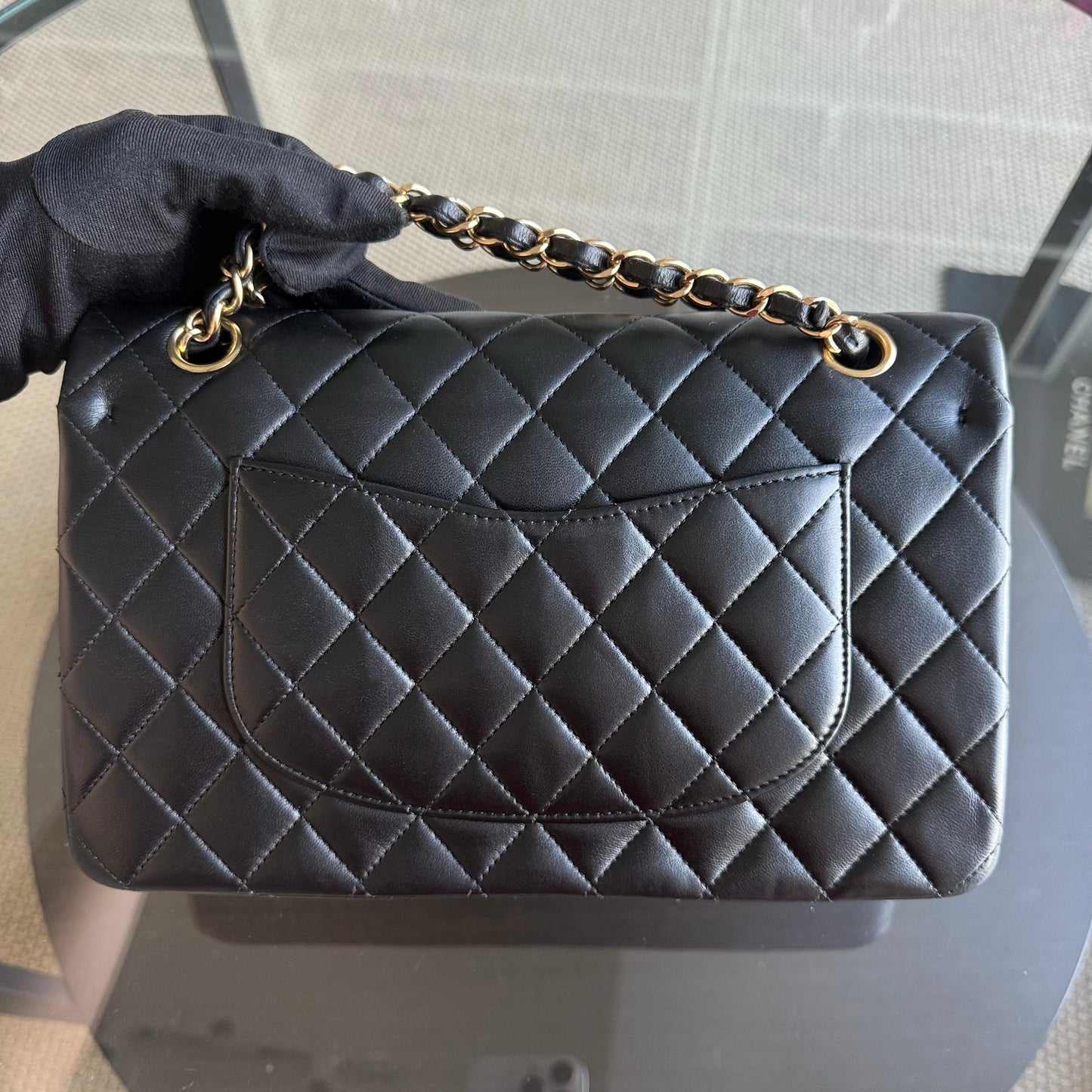 Chanel Classic Flap Medium - 25CM Quilted Lambskin Black Gold Hardware Series 22