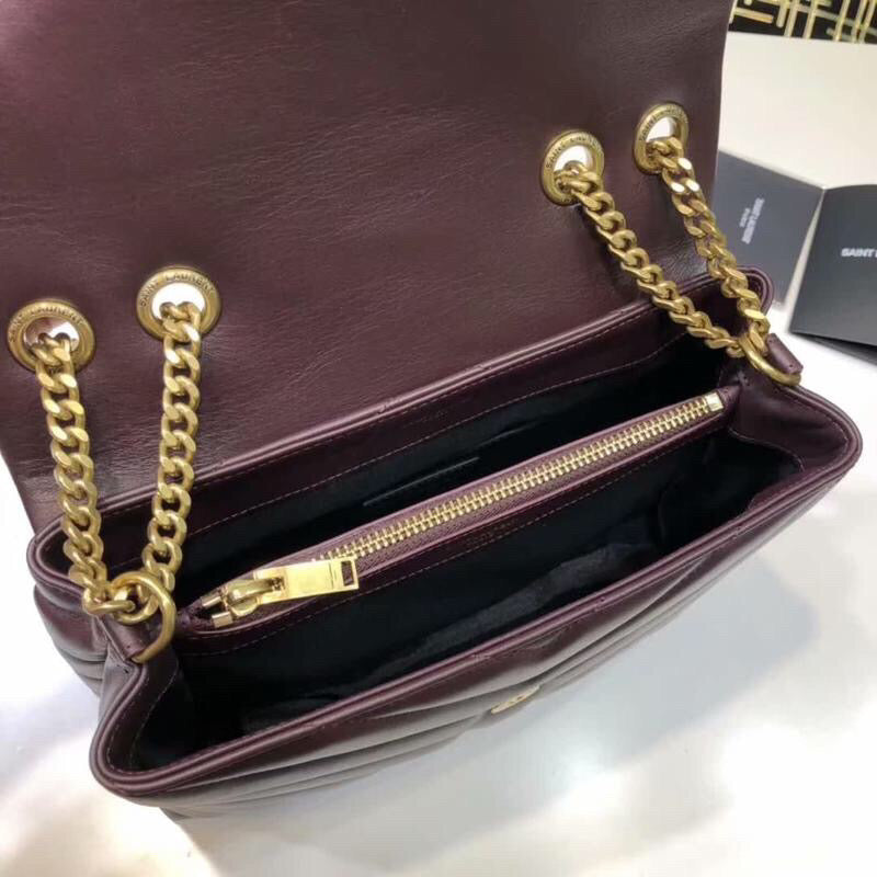 Top Quality Loulou Small Chain Bag In Matelassé "Y" Burgundy For Women 9.8in/23cm YSL 494699DV7276475