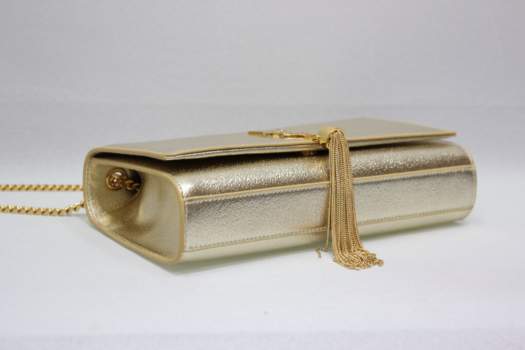 Top Quality Kate Chain Wallet With Tassel Yellow Copper For Women 10.2in/26cm YSL